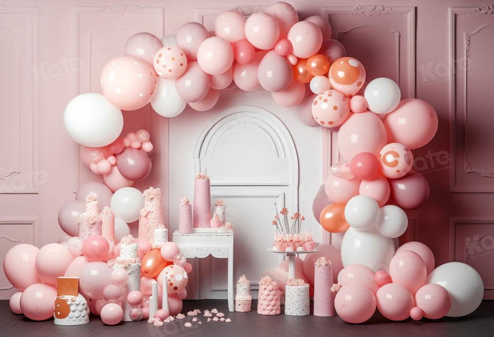 Kate Ballons Fille Anniversaire Mur rose Toile de fond Conçu par Chain Photographie - Kate Backdrop FR