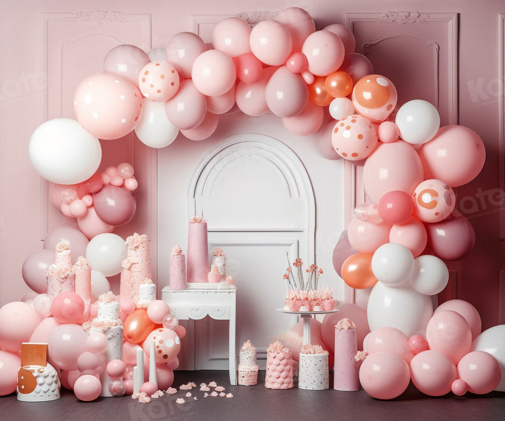 Kate Ballons Fille Anniversaire Mur rose Toile de fond Conçu par Chain Photographie - Kate Backdrop FR