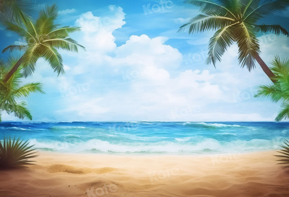 Kate Été Plage Nuages blancs Mer Toile de fond Conçu par Chain Photographie - Kate Backdrop FR