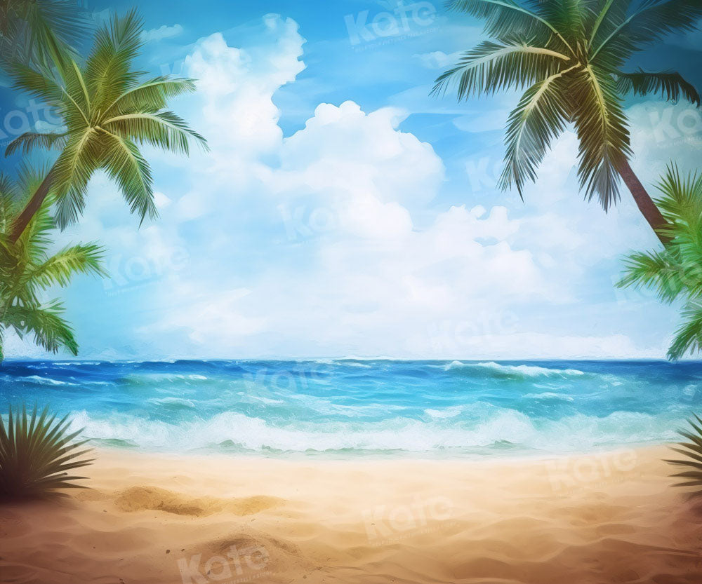 Kate Été Plage Nuages blancs Mer Toile de fond Conçu par Chain Photographie - Kate Backdrop FR
