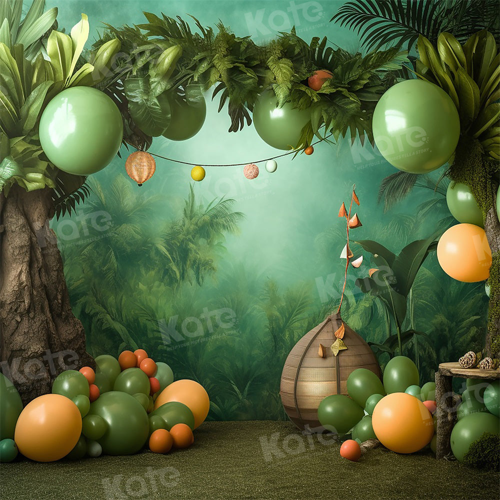 Kate Cake smash Ballons Forêt Vert Toile de fond pour la photographie - Kate Backdrop FR