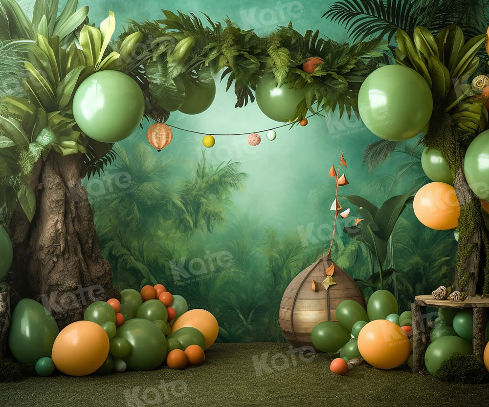 Kate Cake smash Ballons Forêt Vert Toile de fond pour la photographie - Kate Backdrop FR