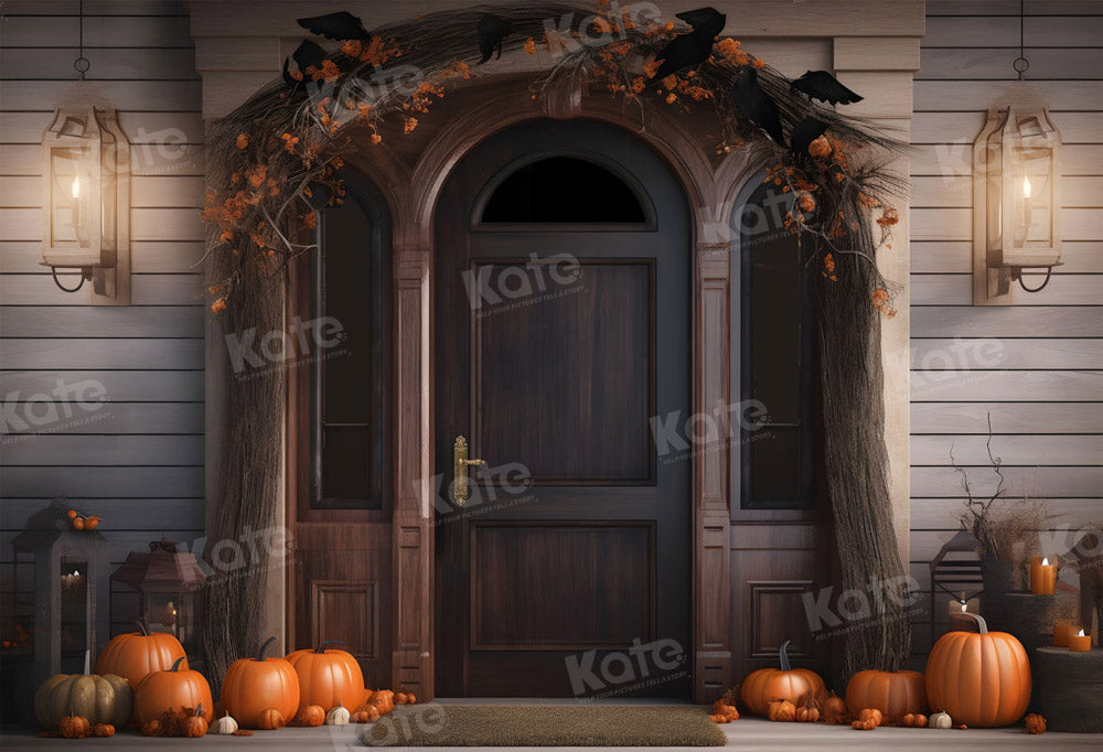 🚚RTS-Kate Porte Automne Citrouille Halloween Toile de fond pour la photographie