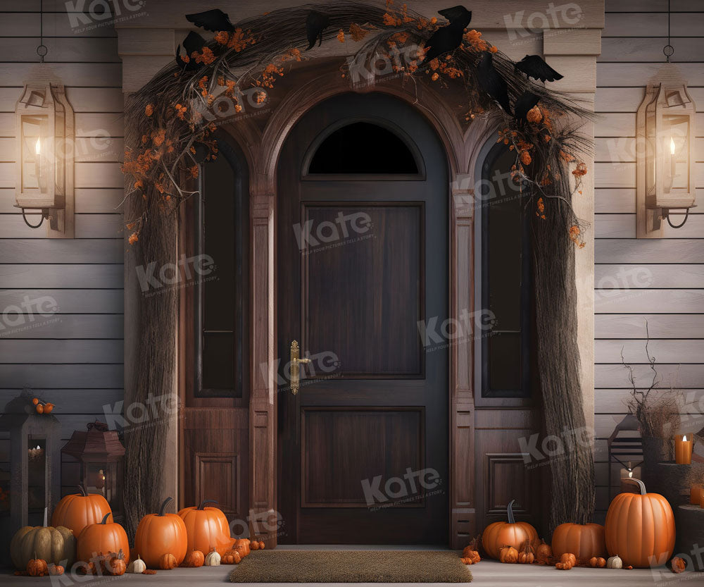 Kate Porte Automne Citrouille Halloween Toile de fond pour la photographie - Kate Backdrop FR