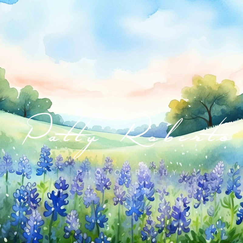 Kate Bleuet Fleurs épanouies Champ Toile de fond Conçu par Patty Robert - Kate Backdrop FR