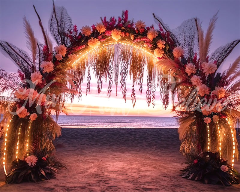 Kate Plage Coucher de soleil Arc lumineux Toile de fond conçue par Mini MakeBelieve - Kate Backdrop FR