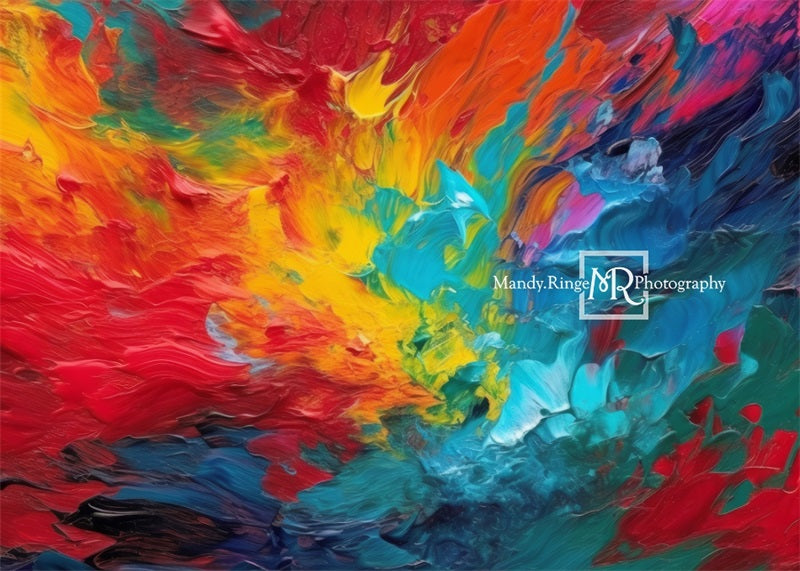 Kate Abstrait Peinture arc-en-ciel Toile de fond conçue par Mandy Ringe - Kate Backdrop FR