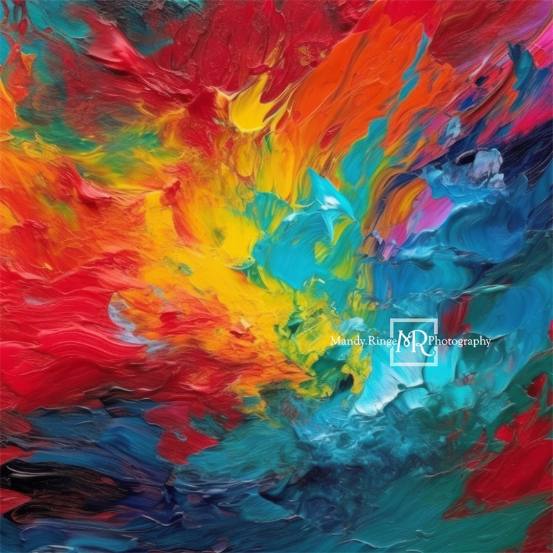 Kate Abstrait Peinture arc-en-ciel Toile de fond conçue par Mandy Ringe - Kate Backdrop FR