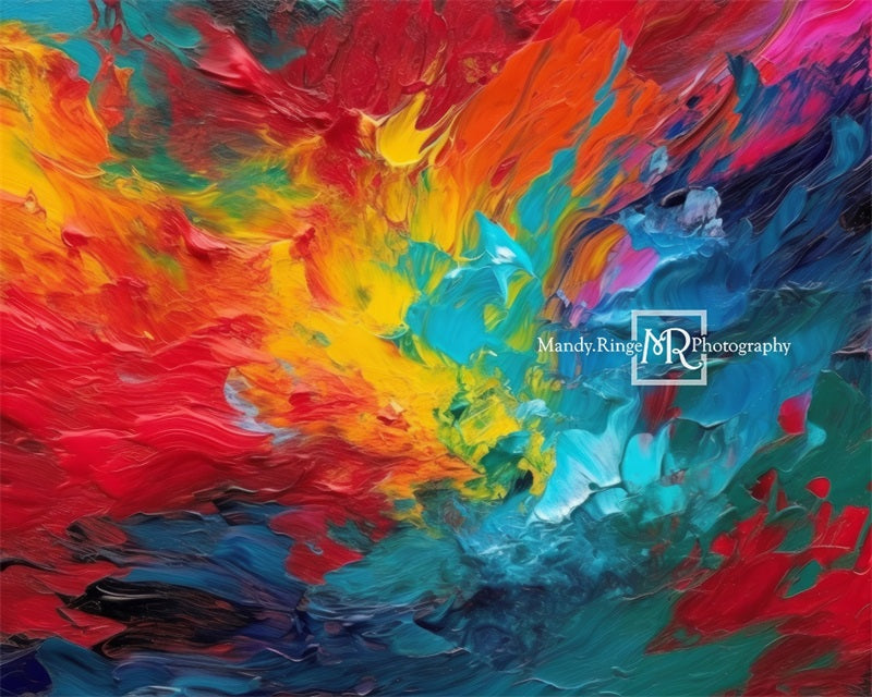 Kate Abstrait Peinture arc-en-ciel Toile de fond conçue par Mandy Ringe - Kate Backdrop FR
