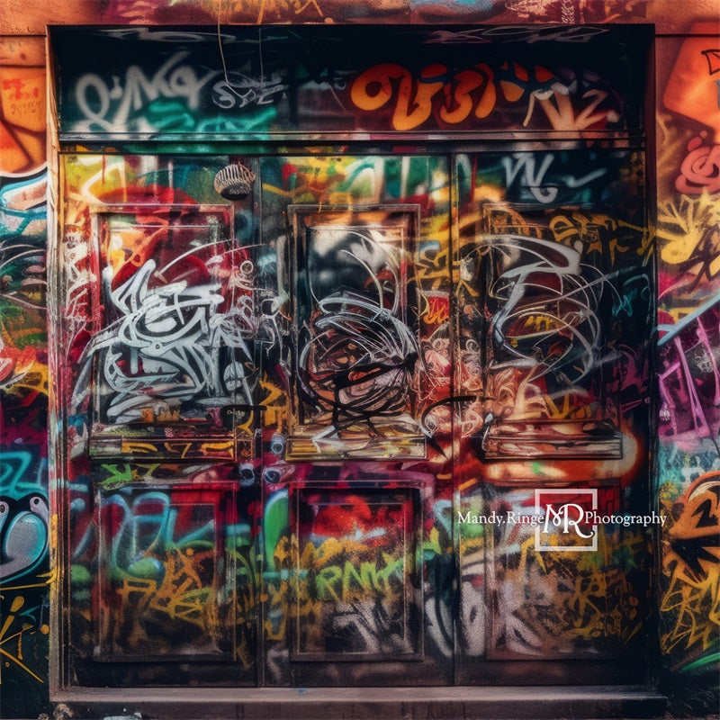 Kate Coloré Mur de graffitis Porte Toile de fond conçue par Mandy Ringe
