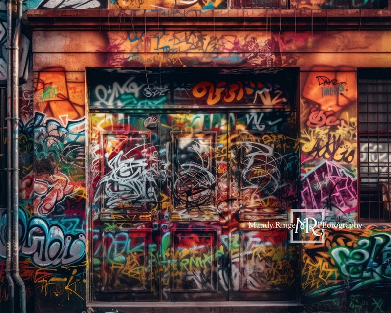 Kate Coloré Mur de graffitis Porte Toile de fond conçue par Mandy Ringe - Kate Backdrop FR