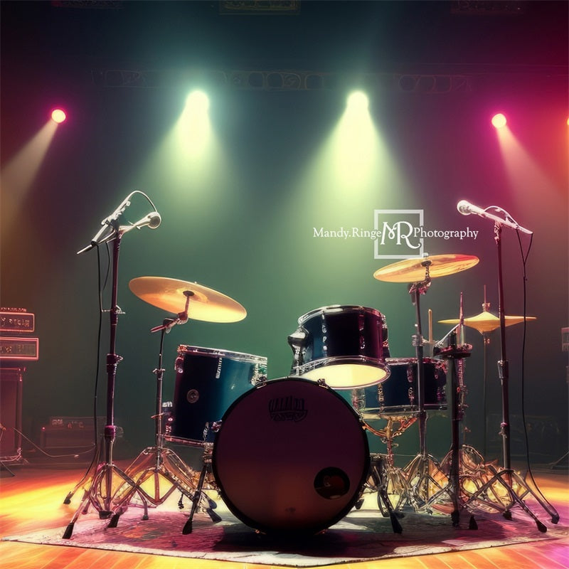 Kate Coloré Scène rock Ensemble de tambour Toile de fond conçue par Mandy Ringe - Kate Backdrop FR