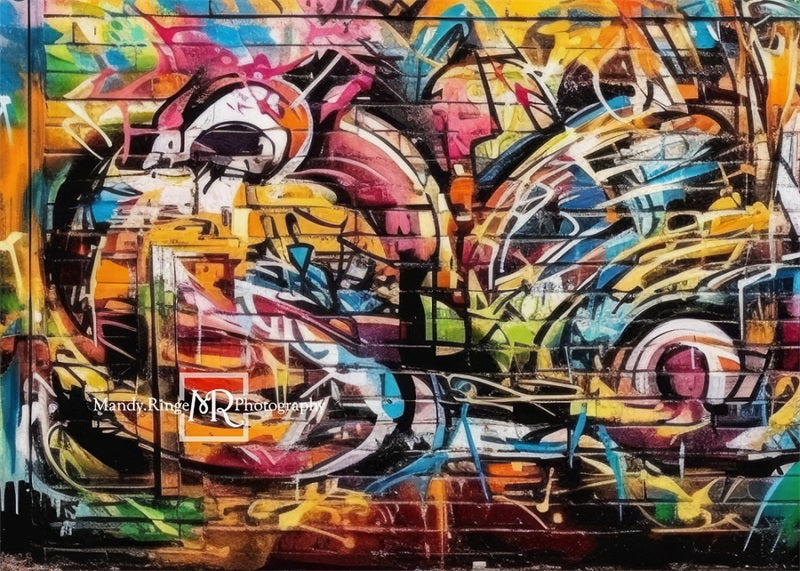 Kate Coloré Urbain Mur de graffitis Toile de fond conçue par Mandy Ringe - Kate Backdrop FR