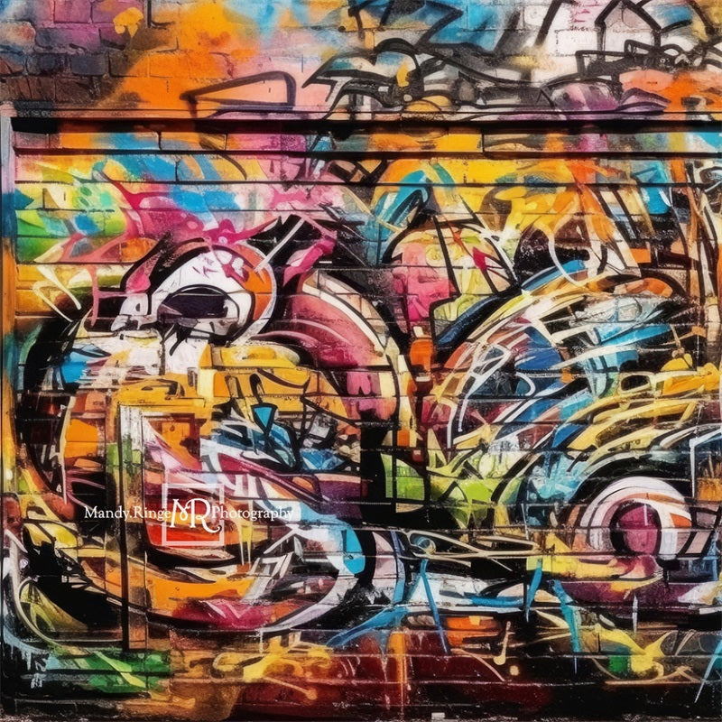 Kate Coloré Urbain Mur de graffitis Toile de fond conçue par Mandy Ringe - Kate Backdrop FR