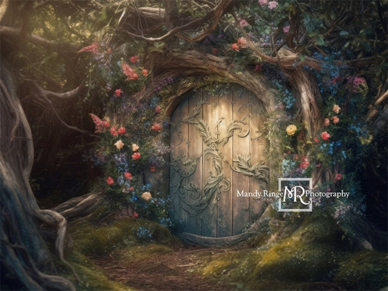 Kate Fée Enchanté Maison dans les Arbres Fleurs Toile de fond conçue par Mandy Ringe - Kate Backdrop FR