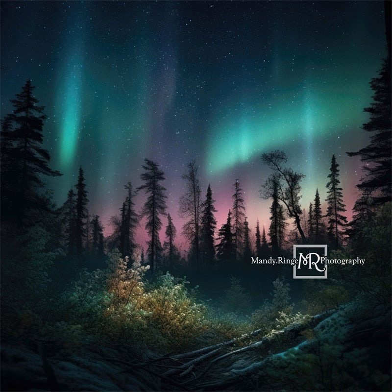 Kate Forêt Coloré Aurores boréales Toile de fond conçue par Mandy Ringe - Kate Backdrop FR