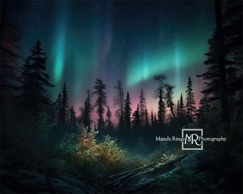 Kate Forêt Coloré Aurores boréales Toile de fond conçue par Mandy Ringe - Kate Backdrop FR