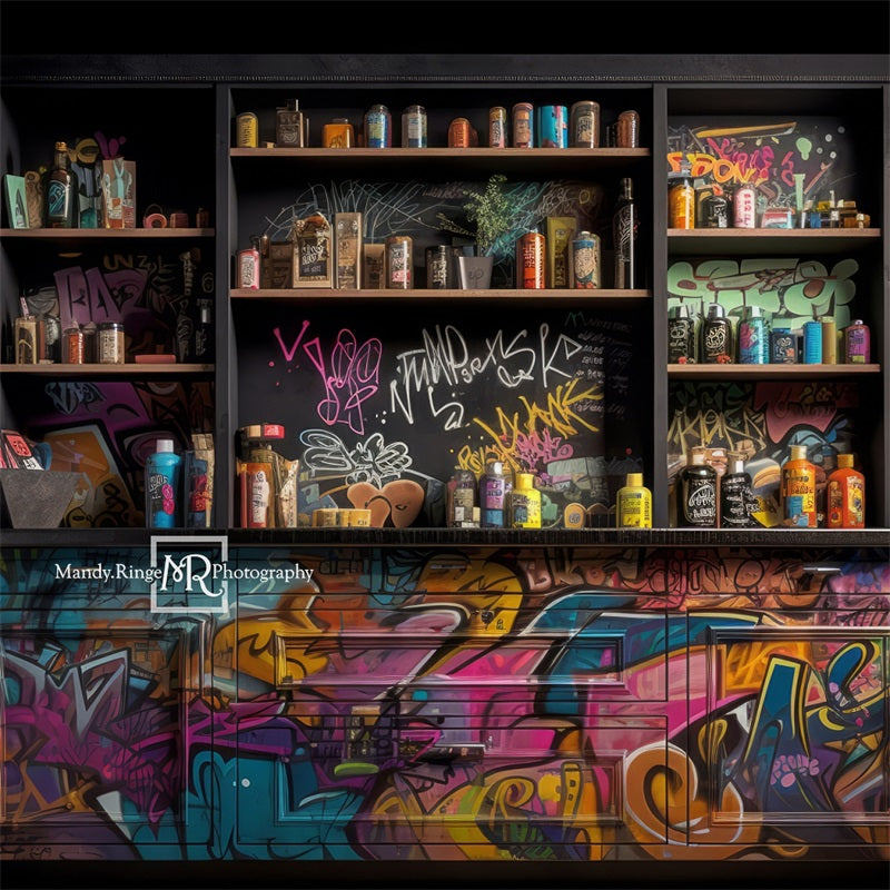 Kate Graffiti Peinture Artiste Armoire Toile de fond conçue par Mandy Ringe - Kate Backdrop FR