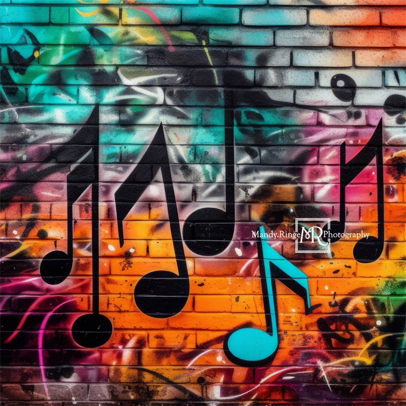 Kate Mur de Graffitis Notes de Musique Toile de fond conçue par Mandy Ringe - Kate Backdrop FR