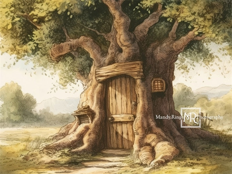 Offres Éclair-Kate Arbre en Bois de Cent Acres Toile de fond en Laine conçue par Mandy Ringe - Kate Backdrop FR