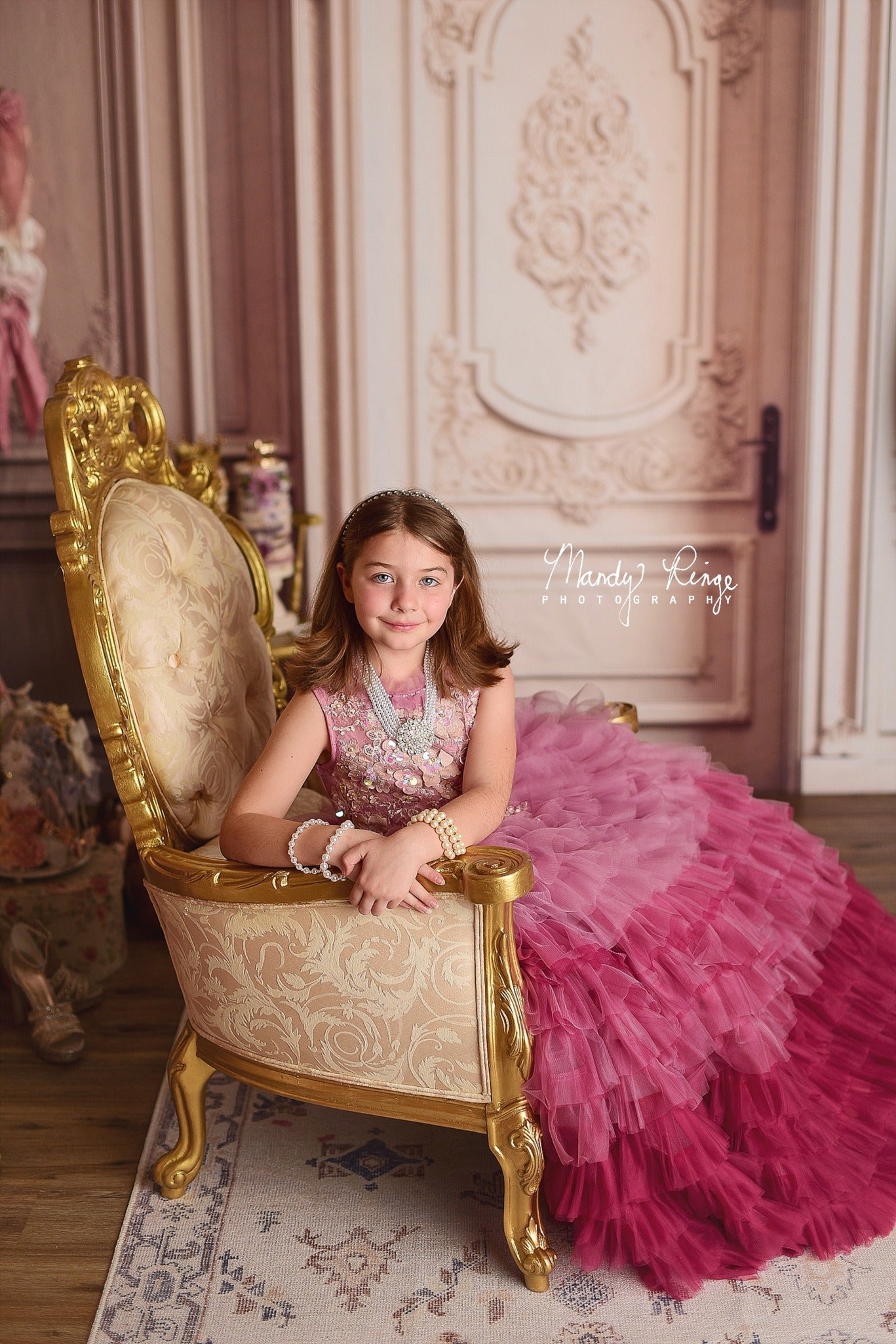 Kate Crème Mur Victorien Vintage Toile de fond conçue par Mandy Ringe - Kate Backdrop FR