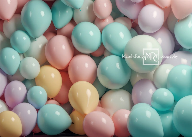 Kate Pastel Arc-en-ciel Mur de Ballons Toile de fond conçue par Mandy Ringe - Kate Backdrop FR