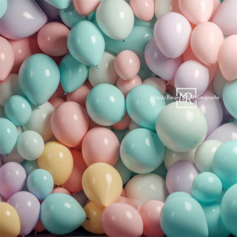 Kate Pastel Arc-en-ciel Mur de Ballons Toile de fond conçue par Mandy Ringe - Kate Backdrop FR