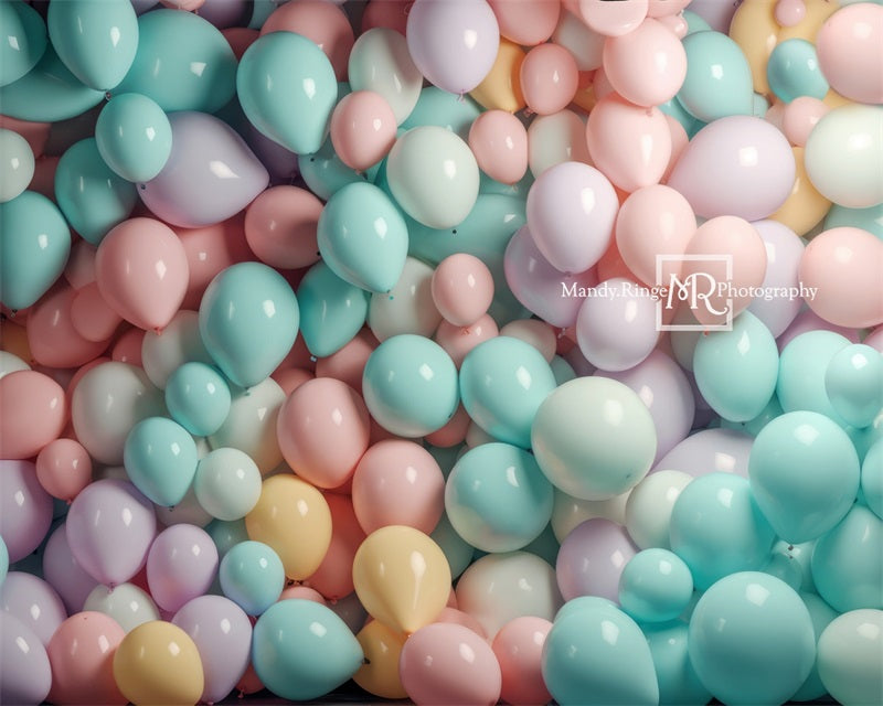 Kate Pastel Arc-en-ciel Mur de Ballons Toile de fond conçue par Mandy Ringe - Kate Backdrop FR
