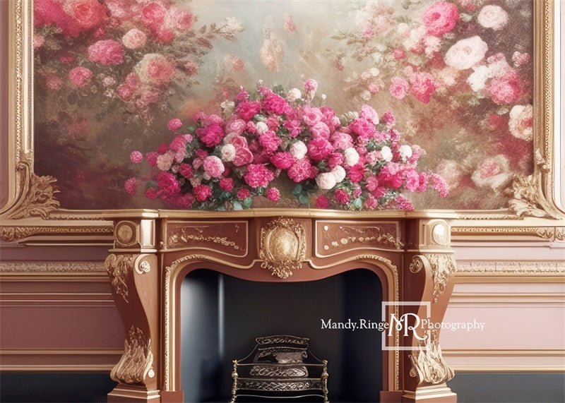 Kate Rose Or Floral Victorien Cheminée Toile de fond conçue par Mandy Ringe - Kate Backdrop FR