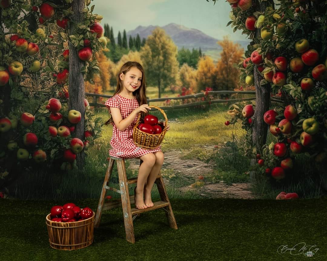 Kate Arche de pomme Arbre Montagne Toile de fond conçu par Angela Marie Photographie - Kate Backdrop FR