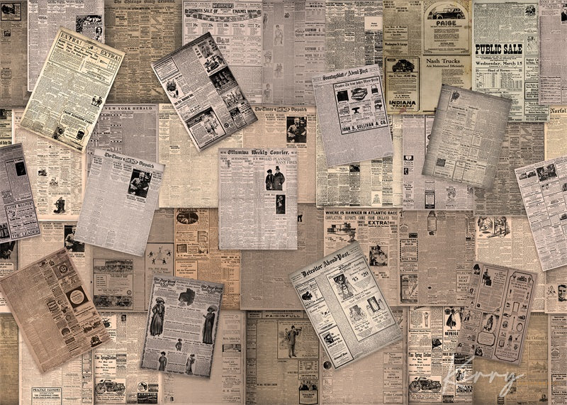 Kate Ancien Mur de journaux Beige Toile de fond conçue par Kerry Anderson - Kate Backdrop FR