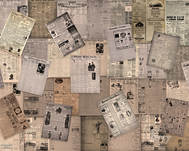 Kate Ancien Mur de journaux Beige Toile de fond conçue par Kerry Anderson - Kate Backdrop FR