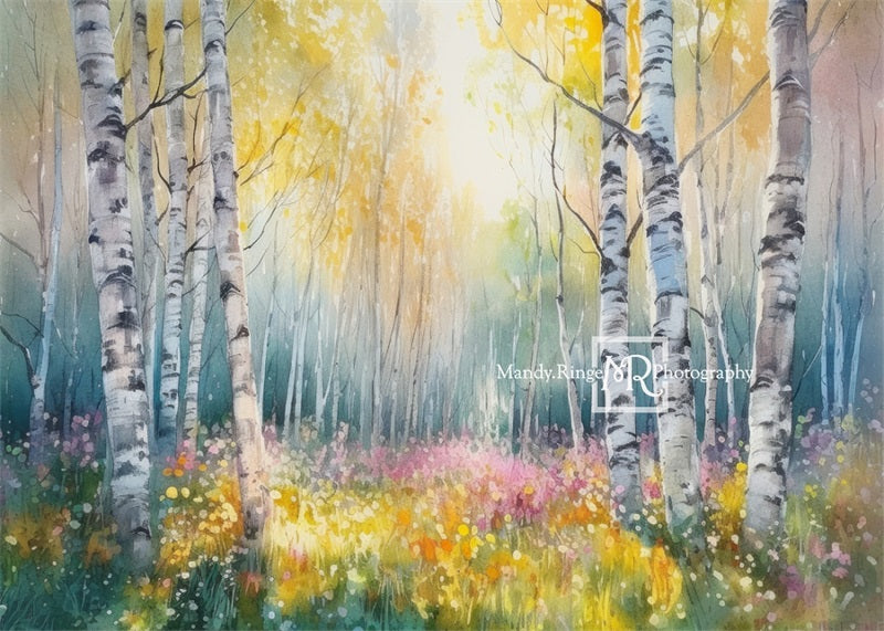 Kate Aquarelle Printemps Forêt Toile de fond conçue par Mandy Ringe - Kate Backdrop FR
