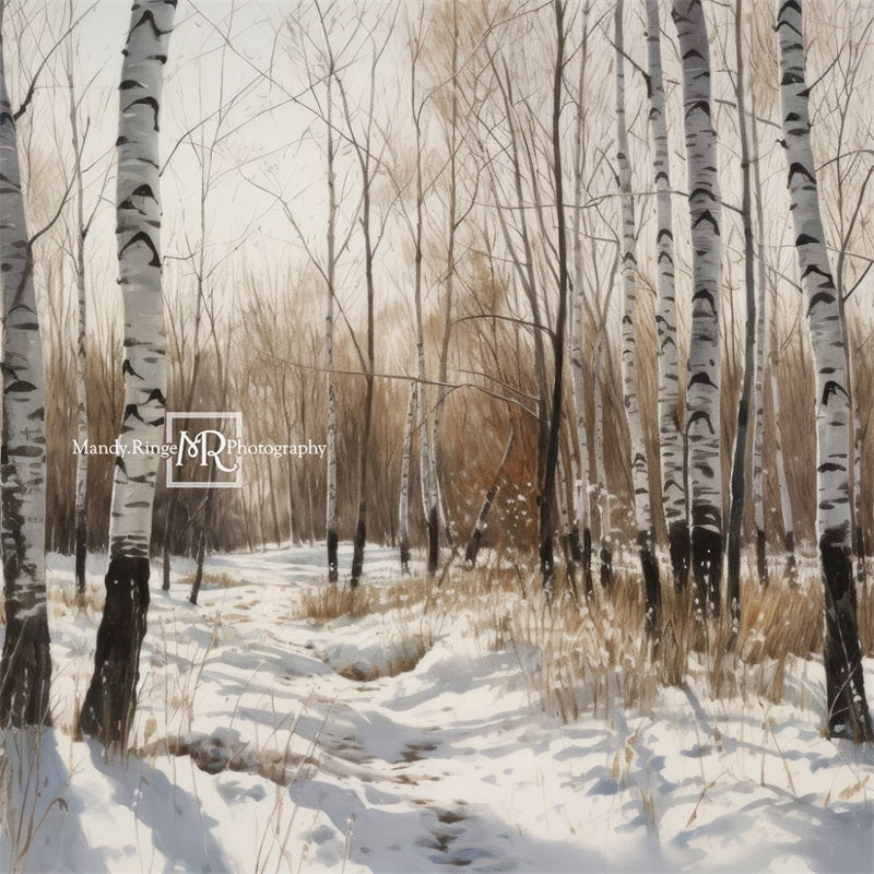 Kate Aquarelle Hiver Forêt Neige Toile de fond conçue par Mandy Ringe - Kate Backdrop FR