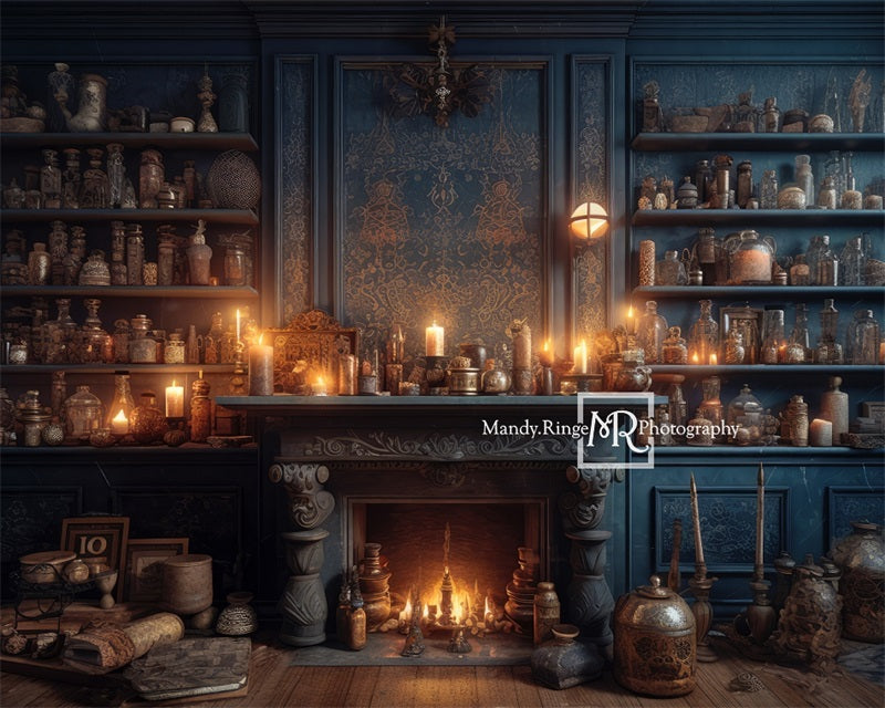 Kate Sorcier Cheminée Chambre Potions Toile de fond conçue par Mandy Ringe - Kate Backdrop FR