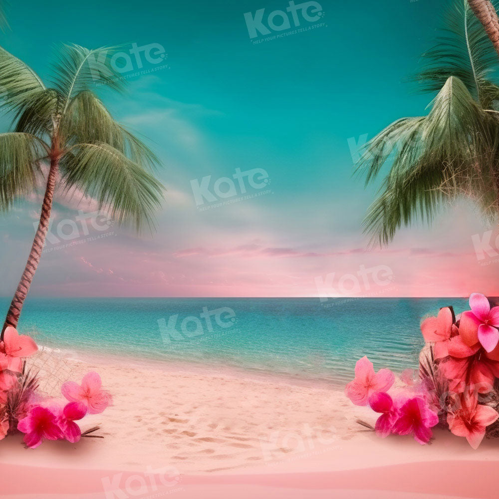 Kate Été Mer Plage de sable Rose Toile de fond conçue par Chain Photographie - Kate Backdrop FR