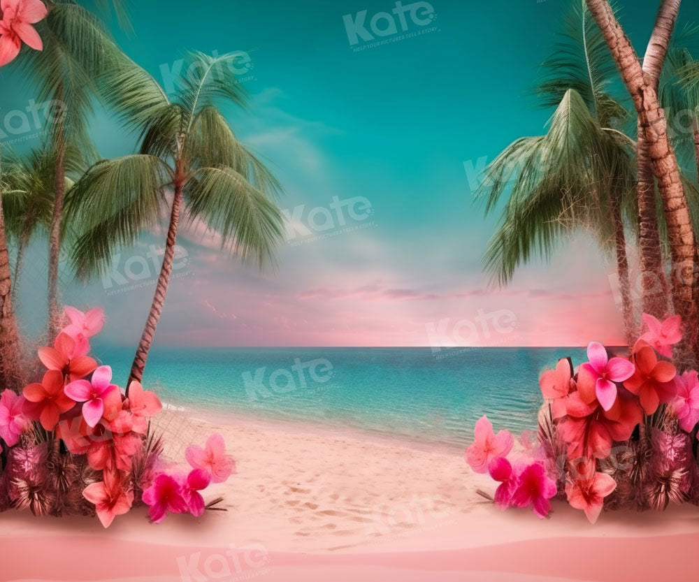 Kate Été Mer Plage de sable Rose Toile de fond conçue par Chain Photographie - Kate Backdrop FR