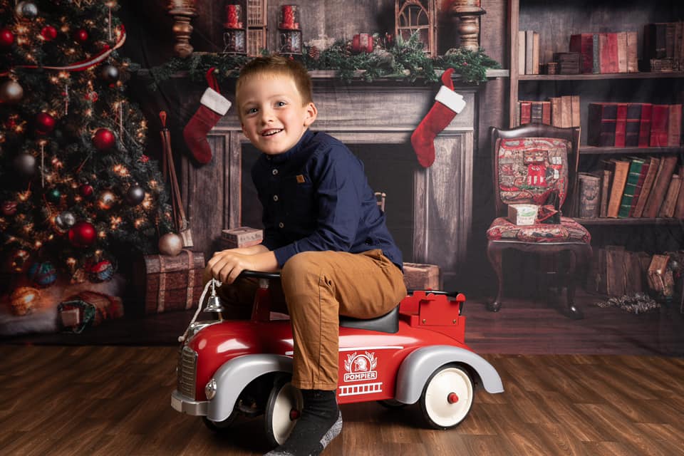 Kate Rétro Sapin de Noël Cheminée Livres Toile de fond pour la photographie - Kate Backdrop FR