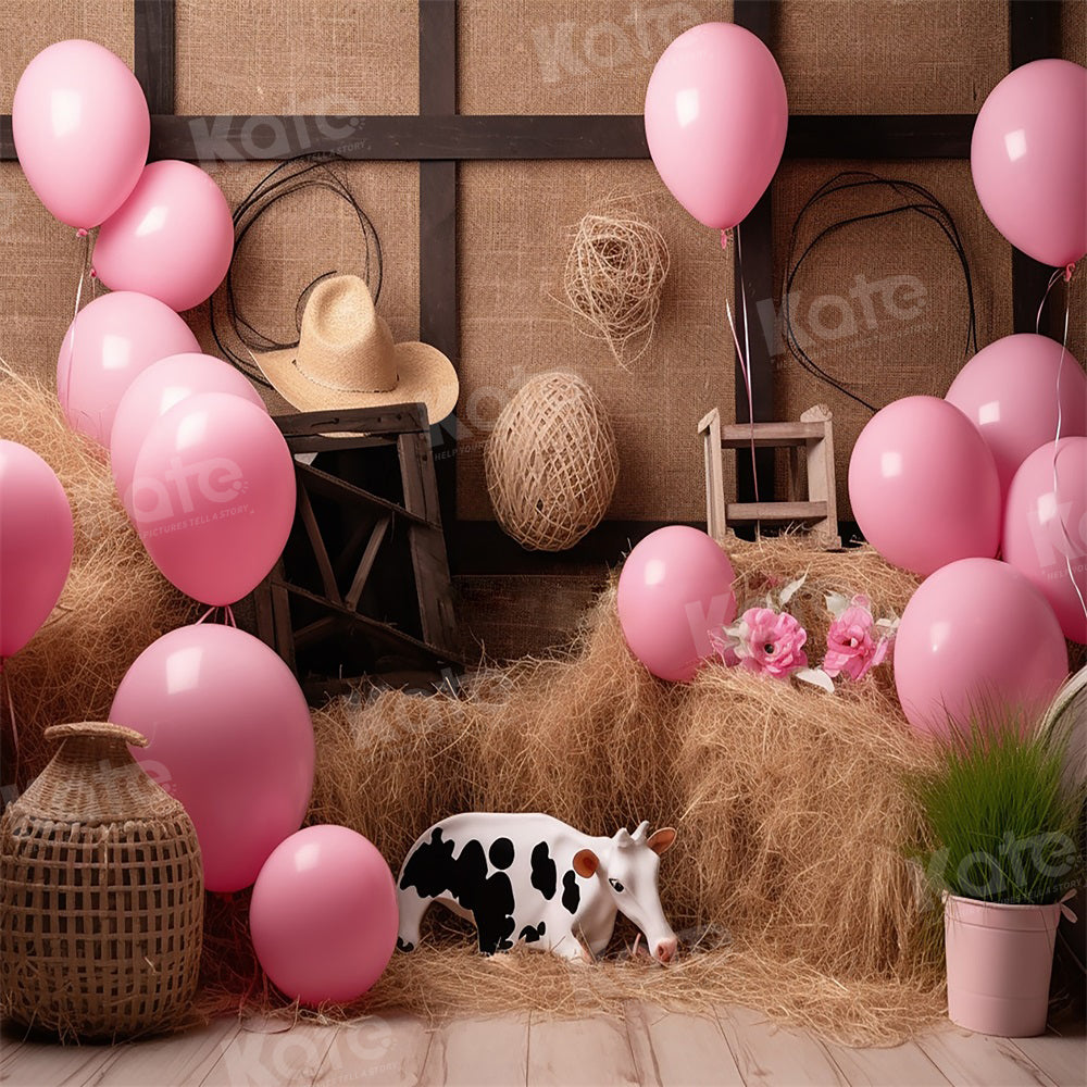 Kate Vache Meule de foin Ballons Toile de fond pour la photographie - Kate Backdrop FR