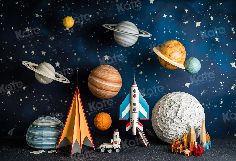 Kate Astronaute Univers Fusée Planètes Toile de fond pour la photographie - Kate Backdrop FR