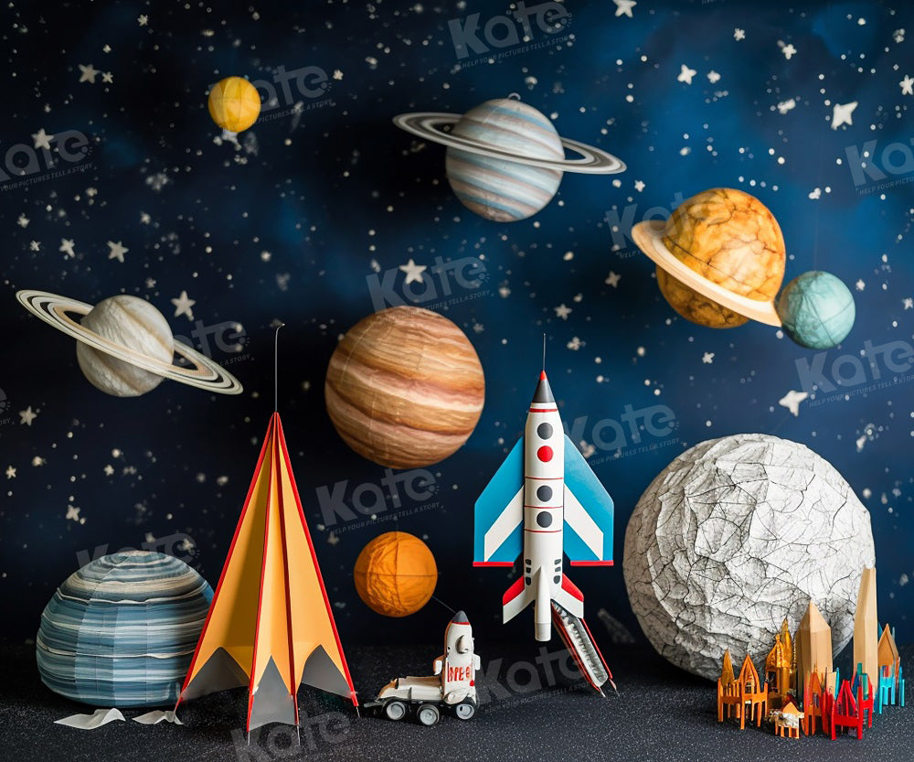 Kate Astronaute Univers Fusée Planètes Toile de fond pour la photographie - Kate Backdrop FR