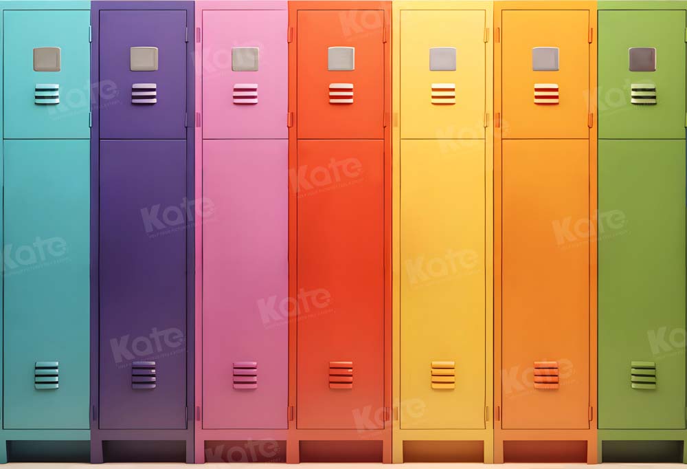 Kate Coloré Armoire Casier Retour à l'école Toile de fond Conçu par Chain Photographie - Kate Backdrop FR