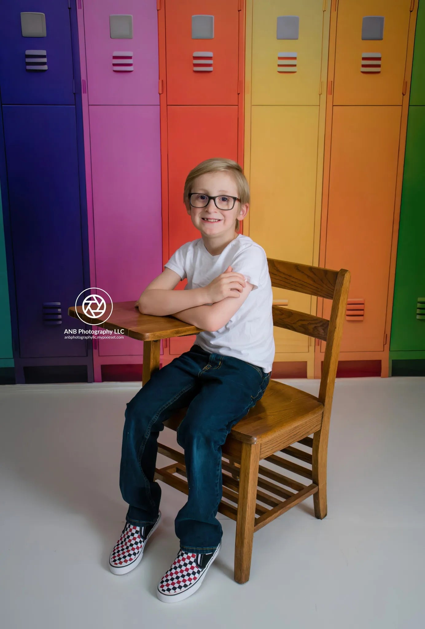 Kate Coloré Armoire Casier Retour à l'école Toile de fond Conçu par Chain Photographie - Kate Backdrop FR