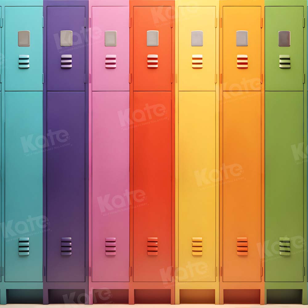 Kate Coloré Armoire Casier Retour à l'école Toile de fond Conçu par Chain Photographie - Kate Backdrop FR