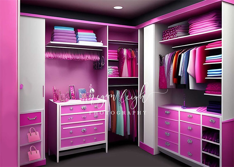 Kate Armoire Poupée Rose Toile de fond conçue par Megan Leigh - Kate Backdrop FR