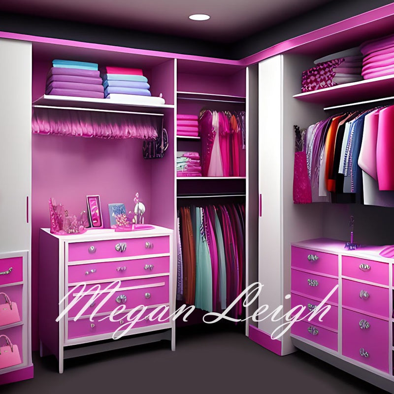 Kate Armoire Poupée Rose Toile de fond conçue par Megan Leigh - Kate Backdrop FR