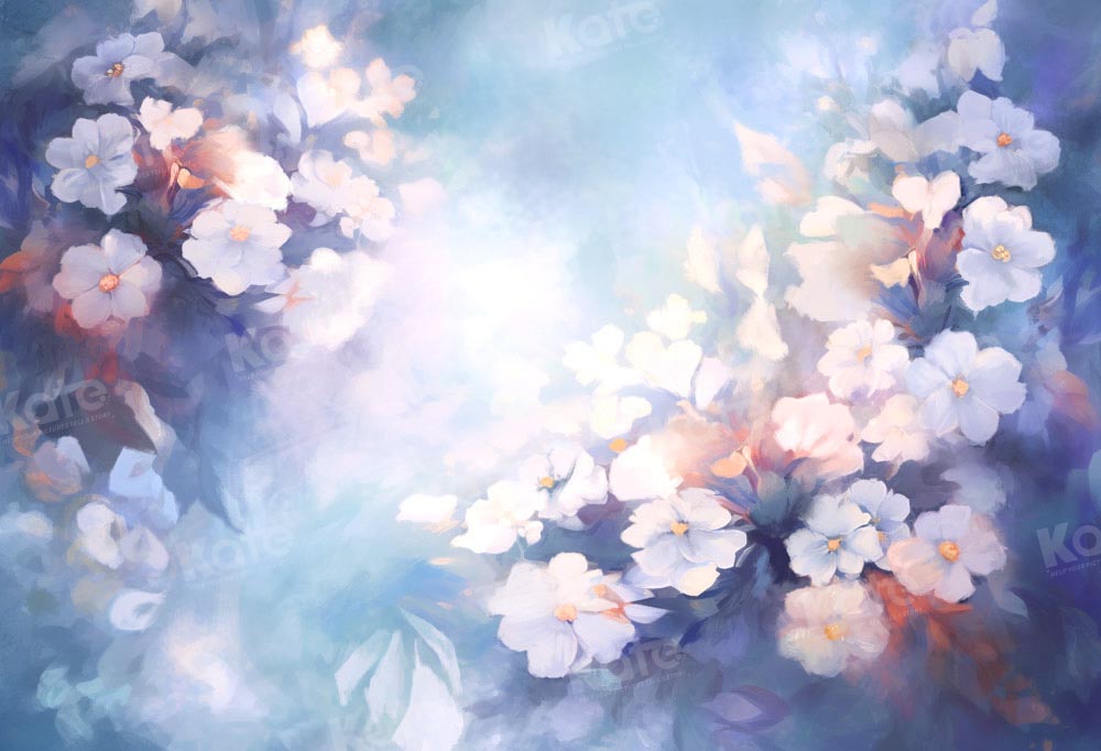 Kate Beaux-Arts Bleu Fleurs épanouies Toile de fond conçue par GQ - Kate Backdrop FR