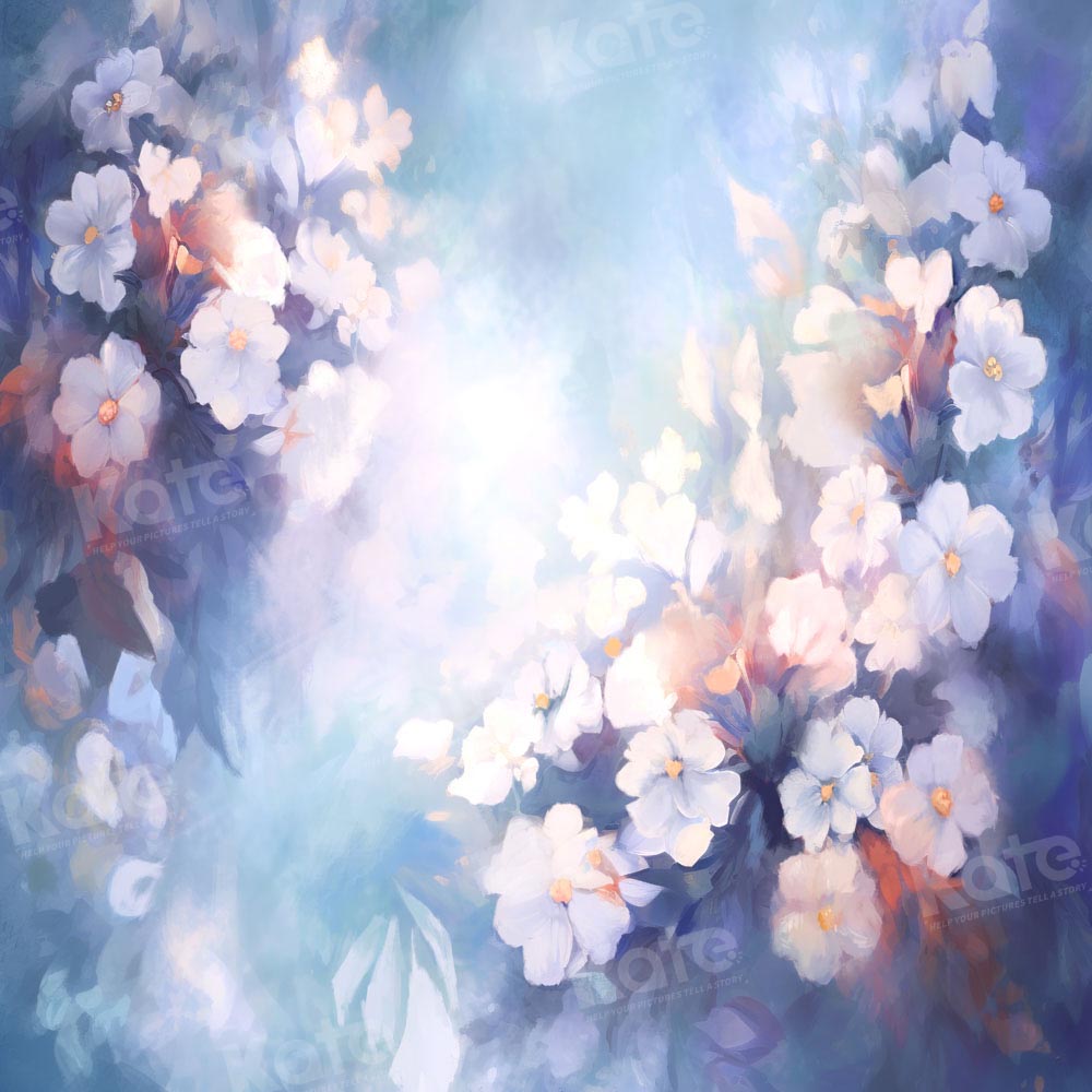 Kate Beaux-Arts Bleu Fleurs épanouies Toile de fond conçue par GQ - Kate Backdrop FR