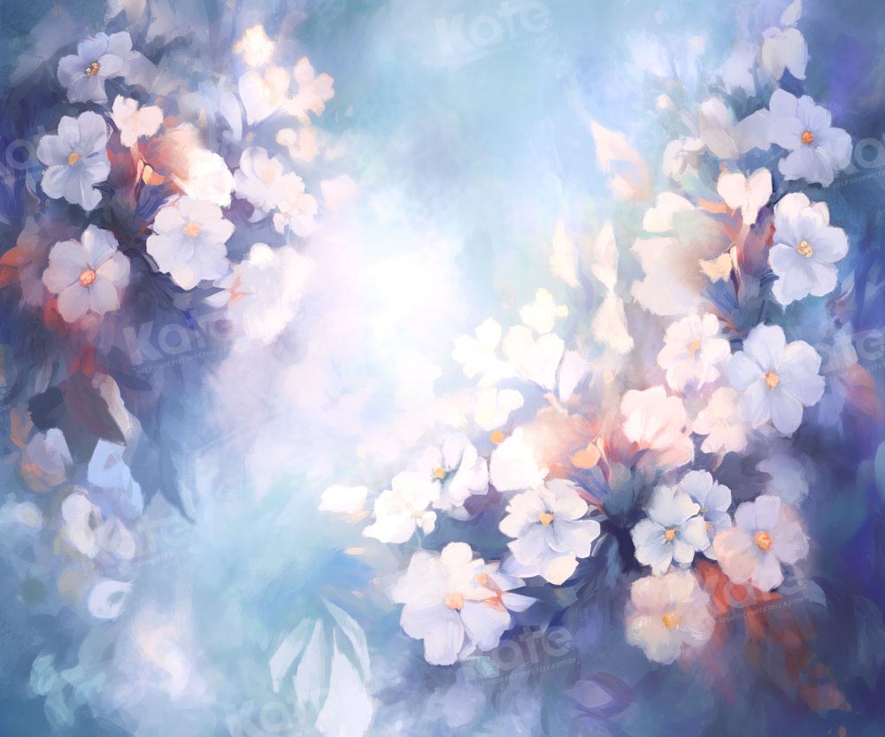 Kate Beaux-Arts Bleu Fleurs épanouies Toile de fond conçue par GQ - Kate Backdrop FR