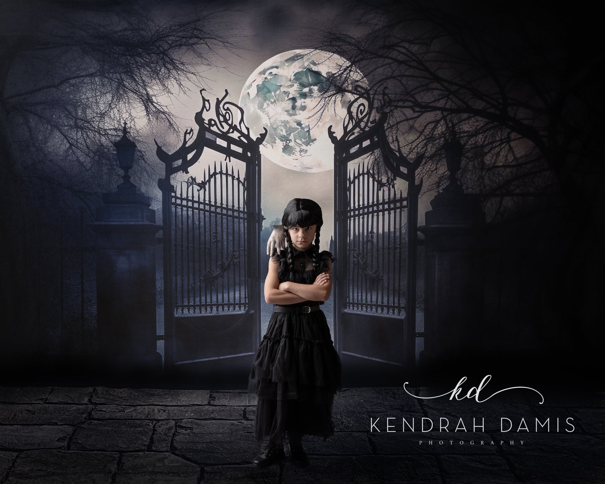 Kate Halloween Manoir Nuit Lune Toile de fond Conçu par Chain Photographie - Kate Backdrop FR